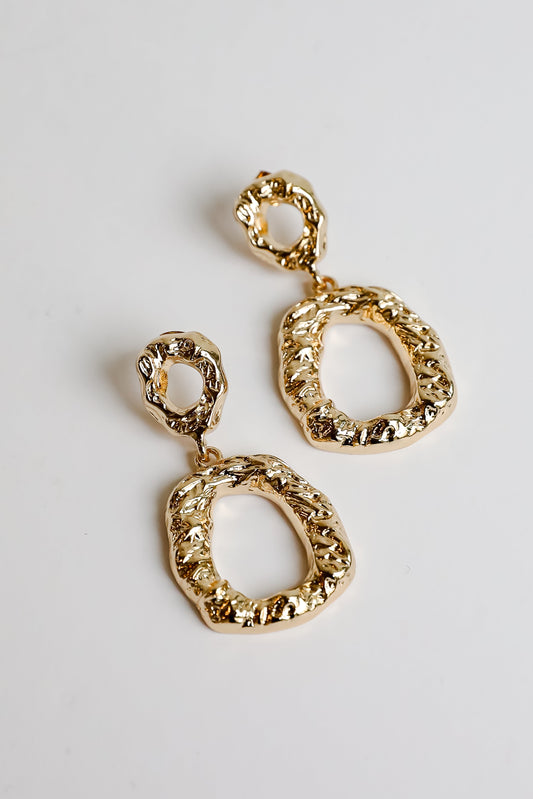 FINAL SALE - Wren Gold Hammered Drop Earrings