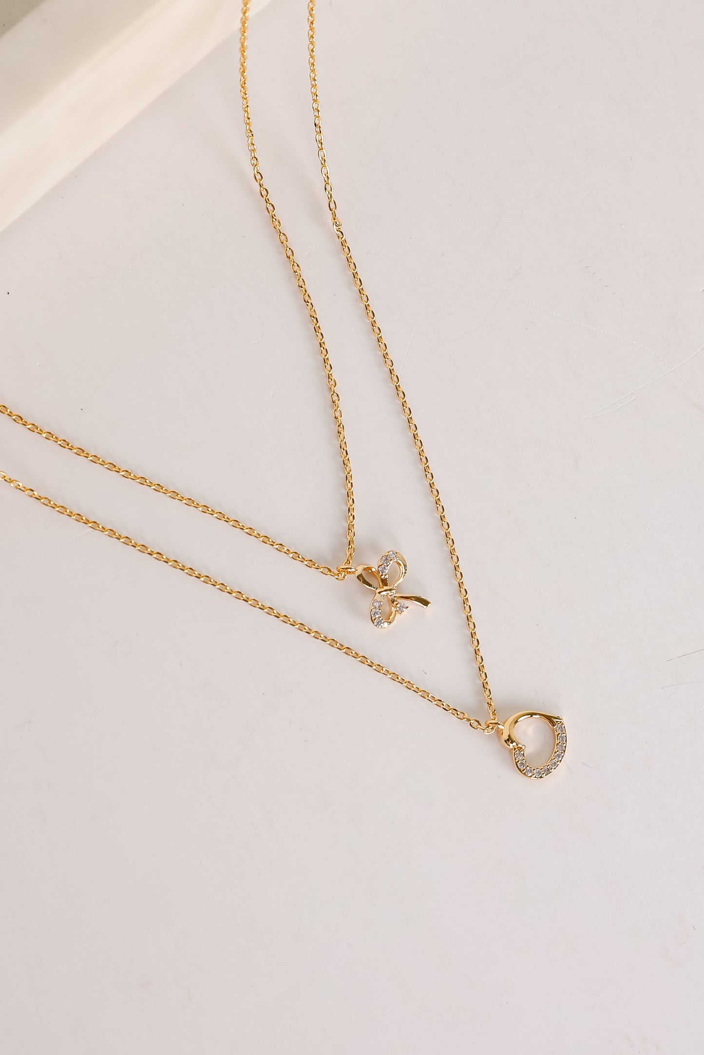 Monica Gold Heart Charm Layered Necklace