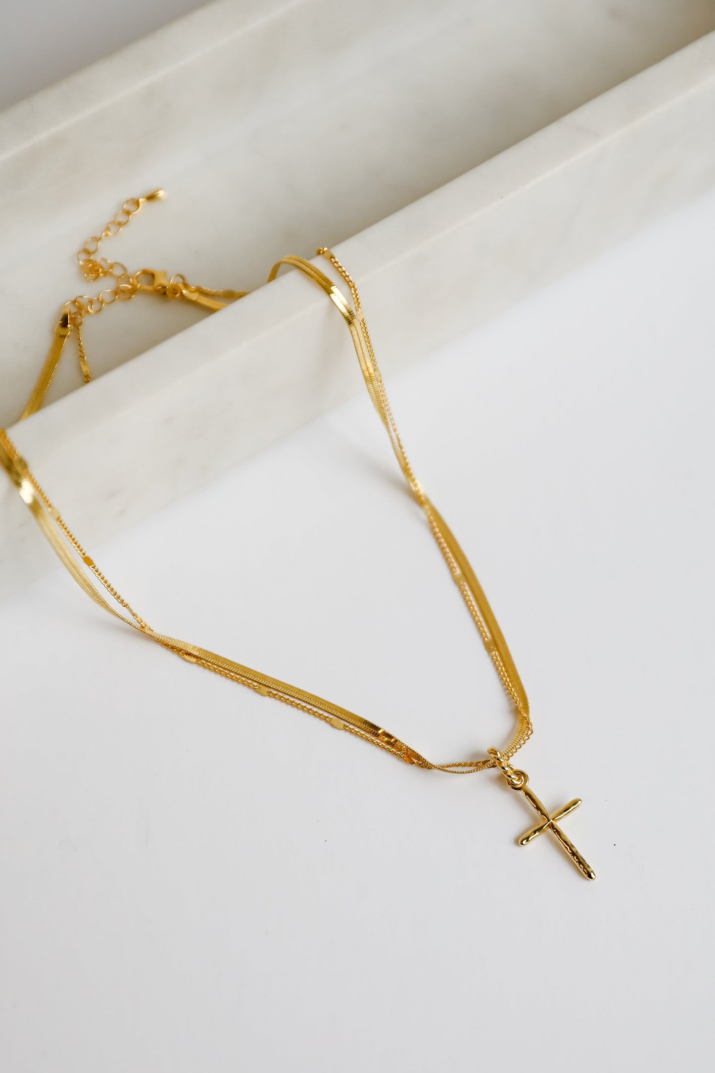 FINAL SALE - Anna Gold Layered Cross Charm Necklace