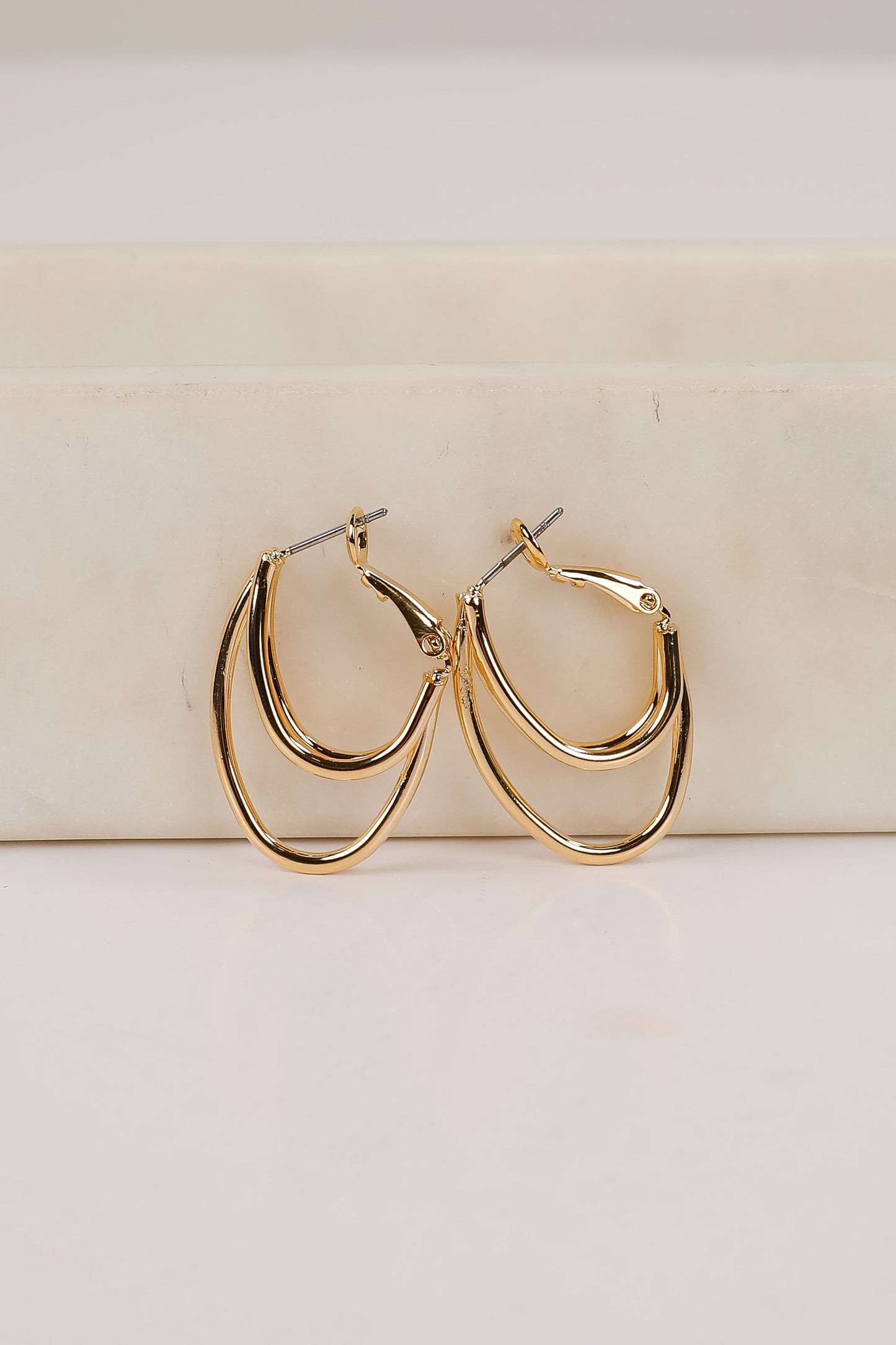 Rosie Gold Oval Double Hoop Earrings