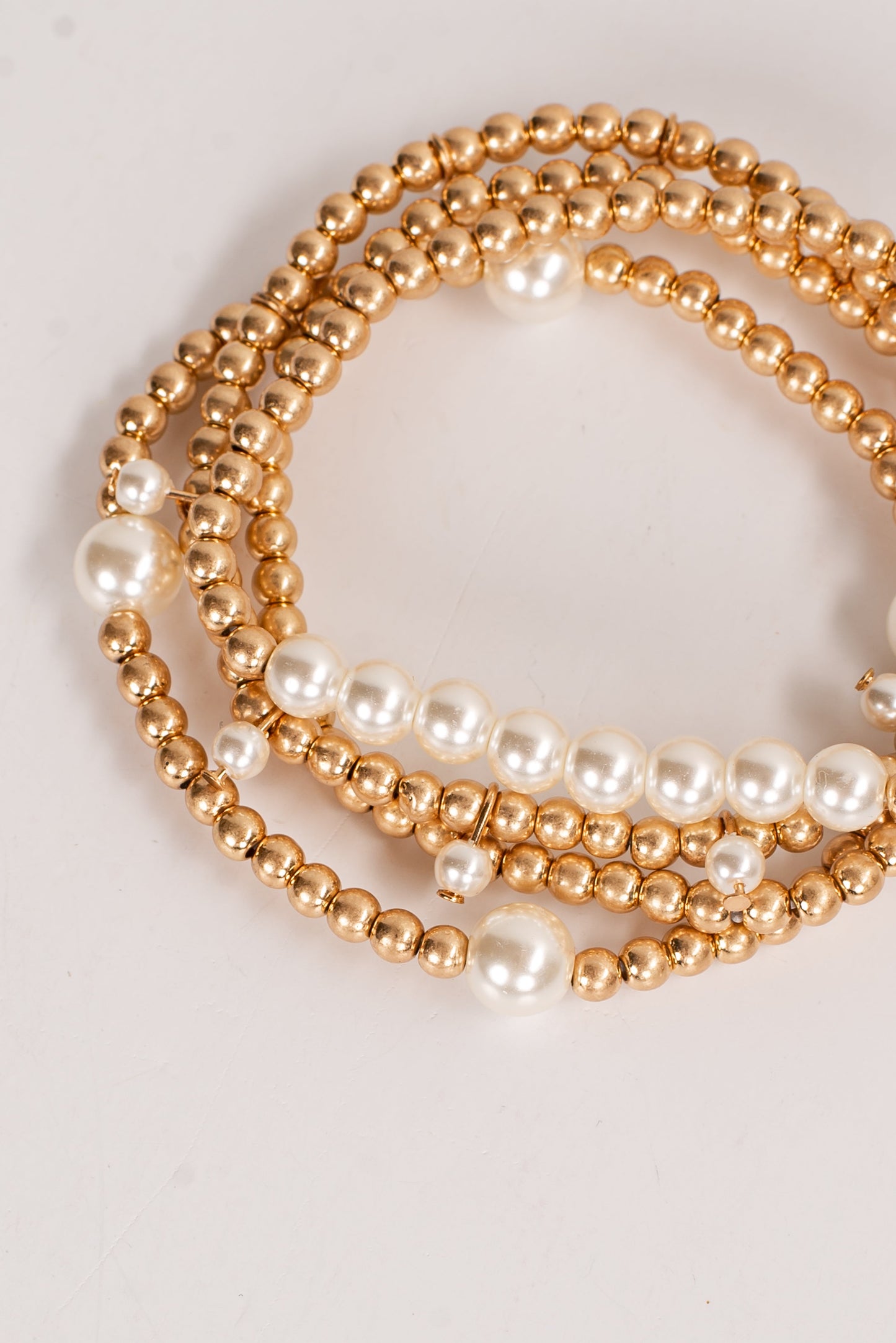 Brittany Gold Pearl Beaded Bracelet Set