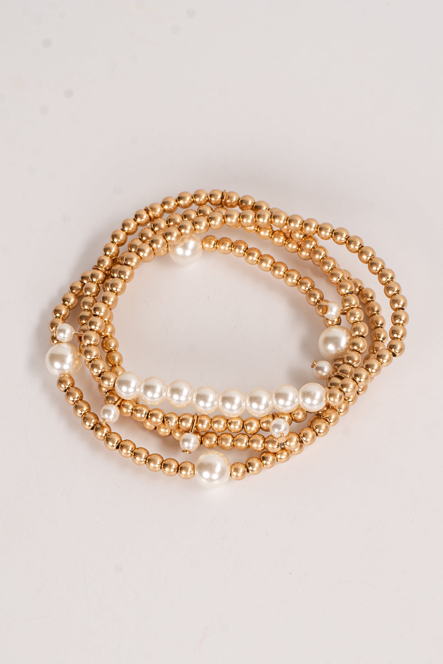 Brittany Gold Pearl Beaded Bracelet Set