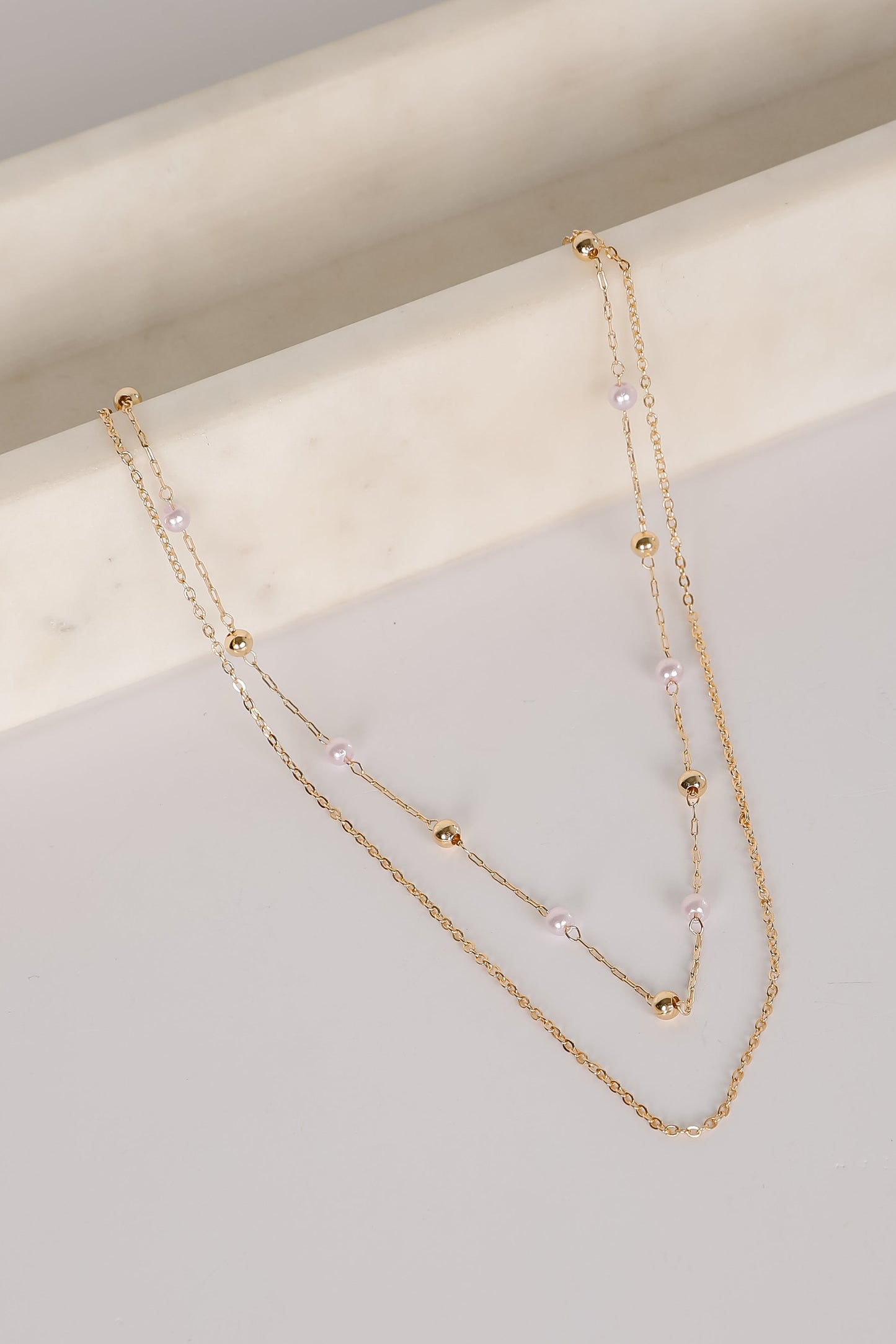 Michelle Gold Pearl Layered Necklace