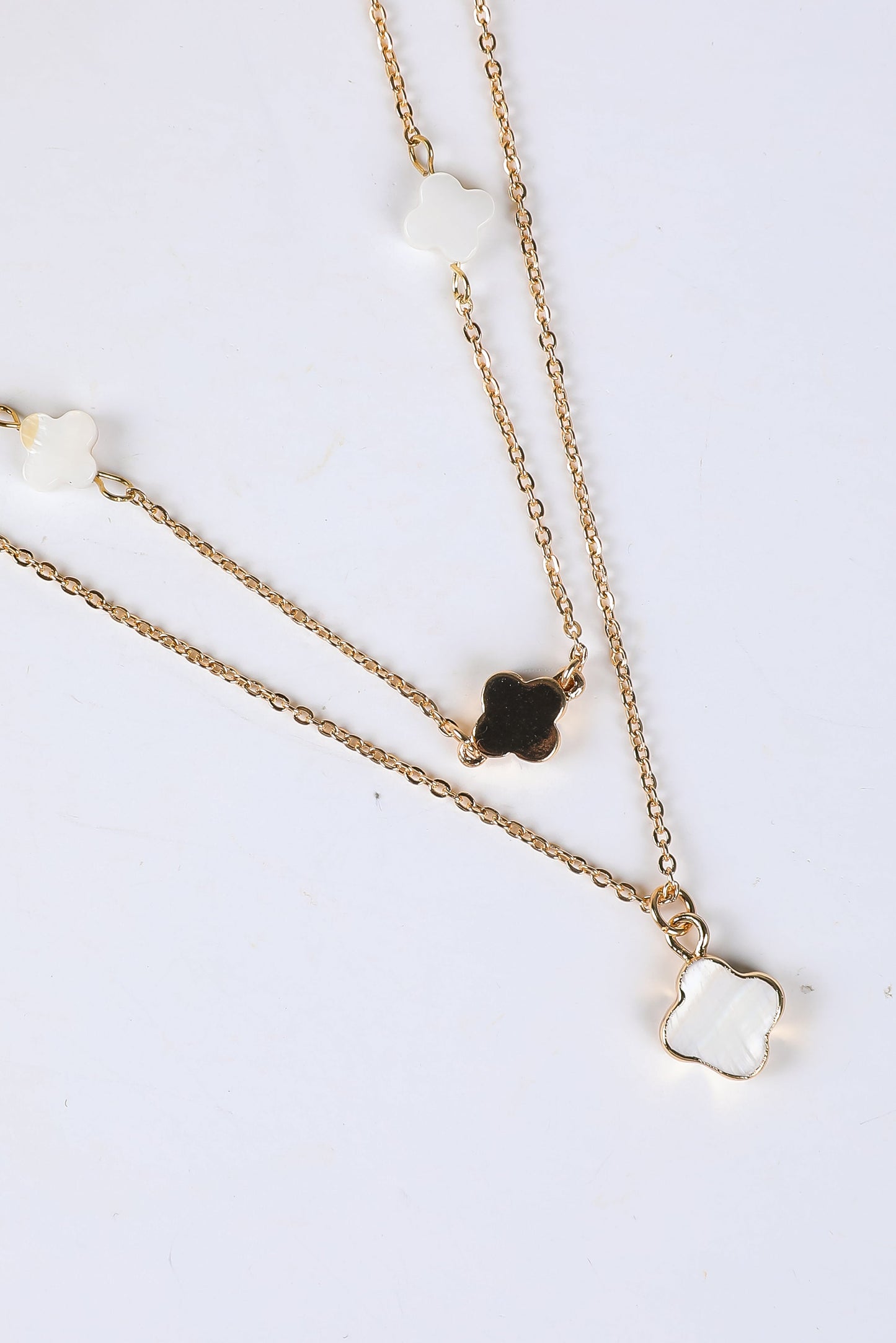 Sawyer Gold Quatrefoil Layered Chain Necklace