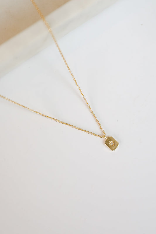 FINAL SALE - Daniella Gold Rectangle Charm Necklace