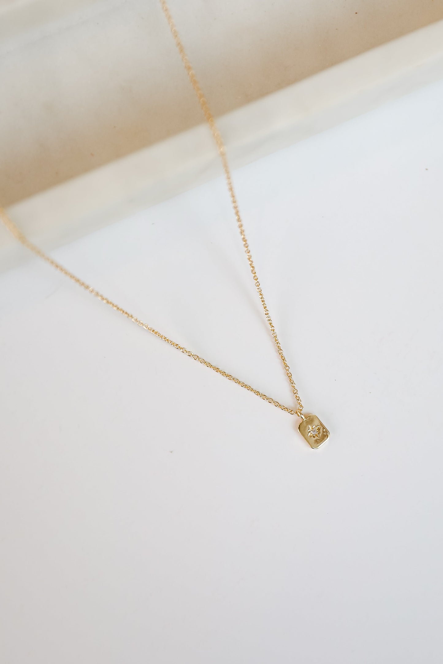 FINAL SALE - Daniella Gold Rectangle Charm Necklace