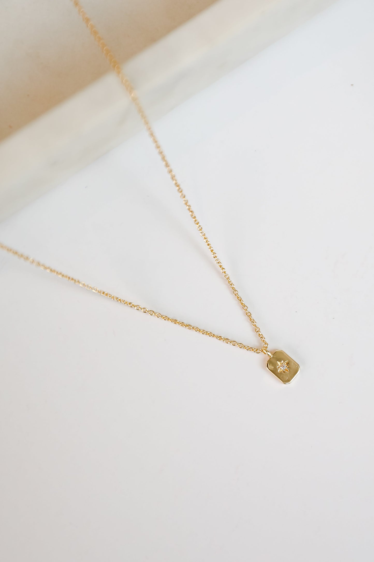 FINAL SALE - Daniella Gold Rectangle Charm Necklace