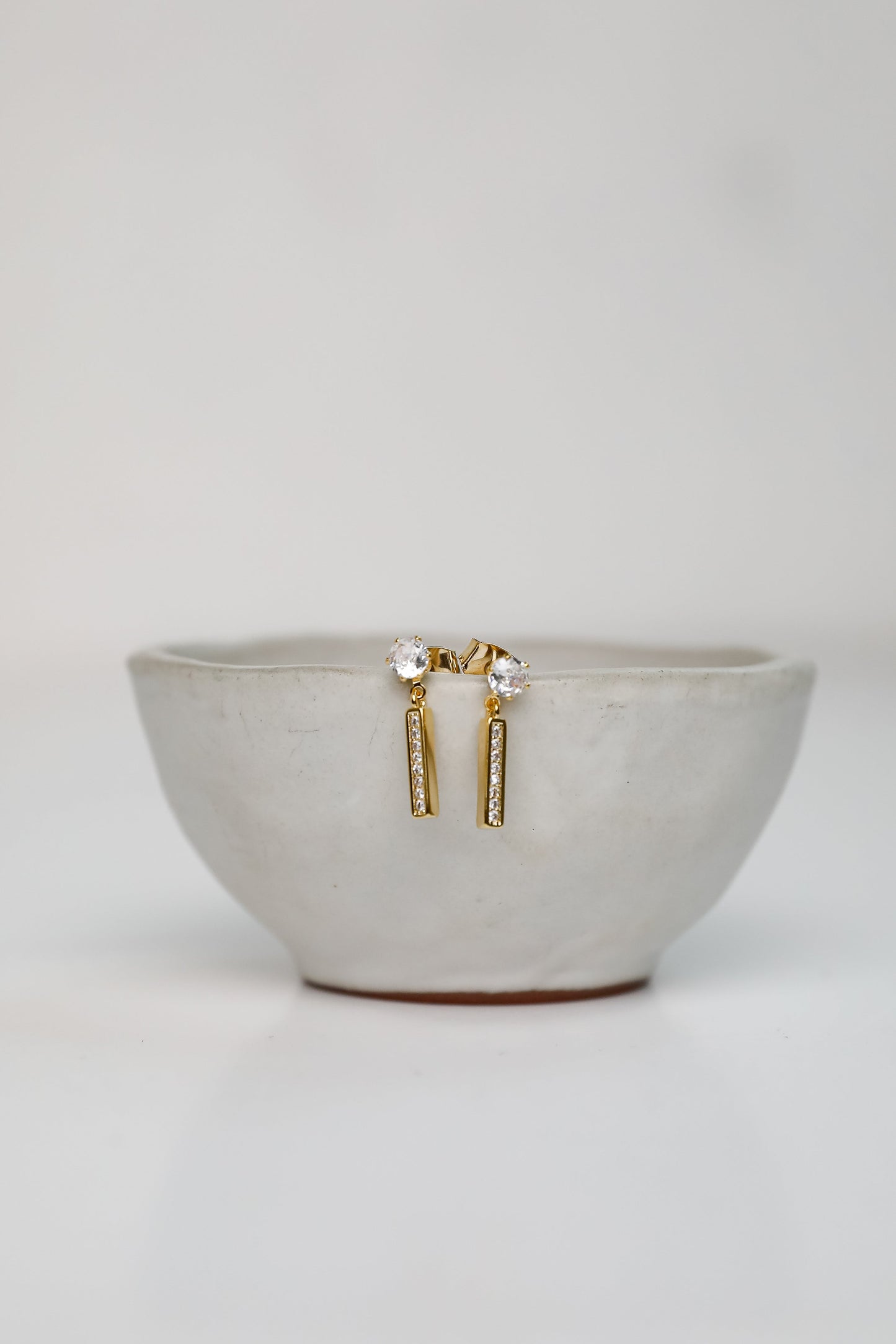 FINAL SALE - Serena Gold Rhinestone Bar Earrings