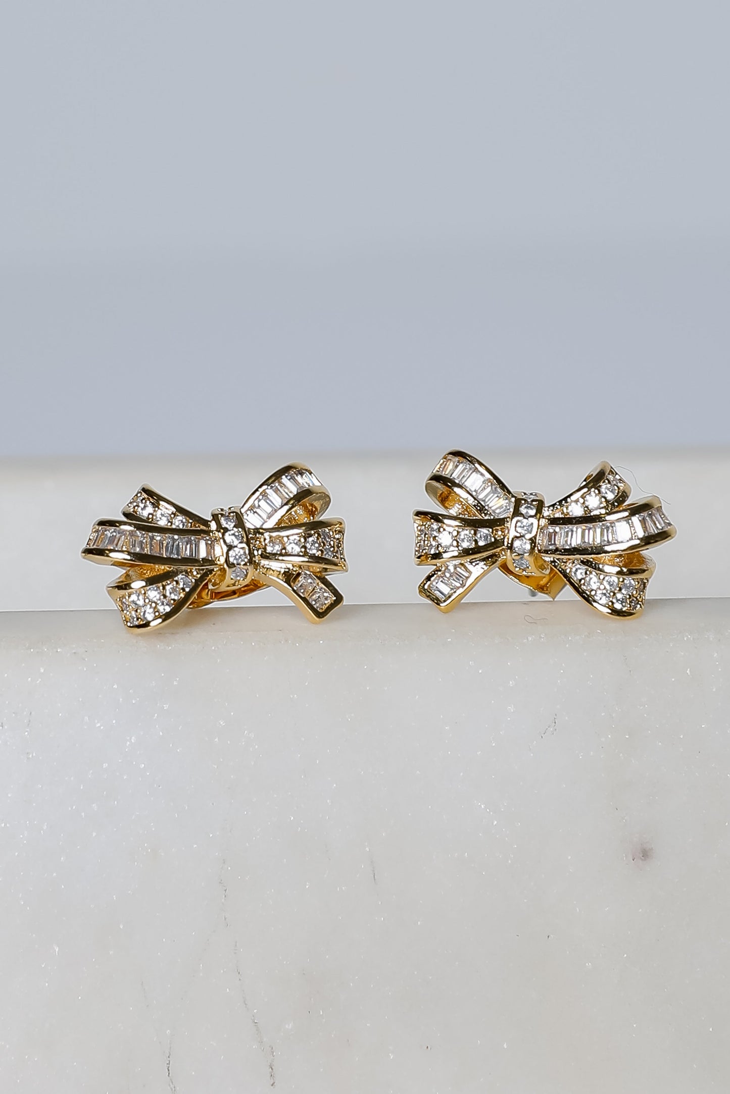 Maya Gold Rhinestone Bow Earrings