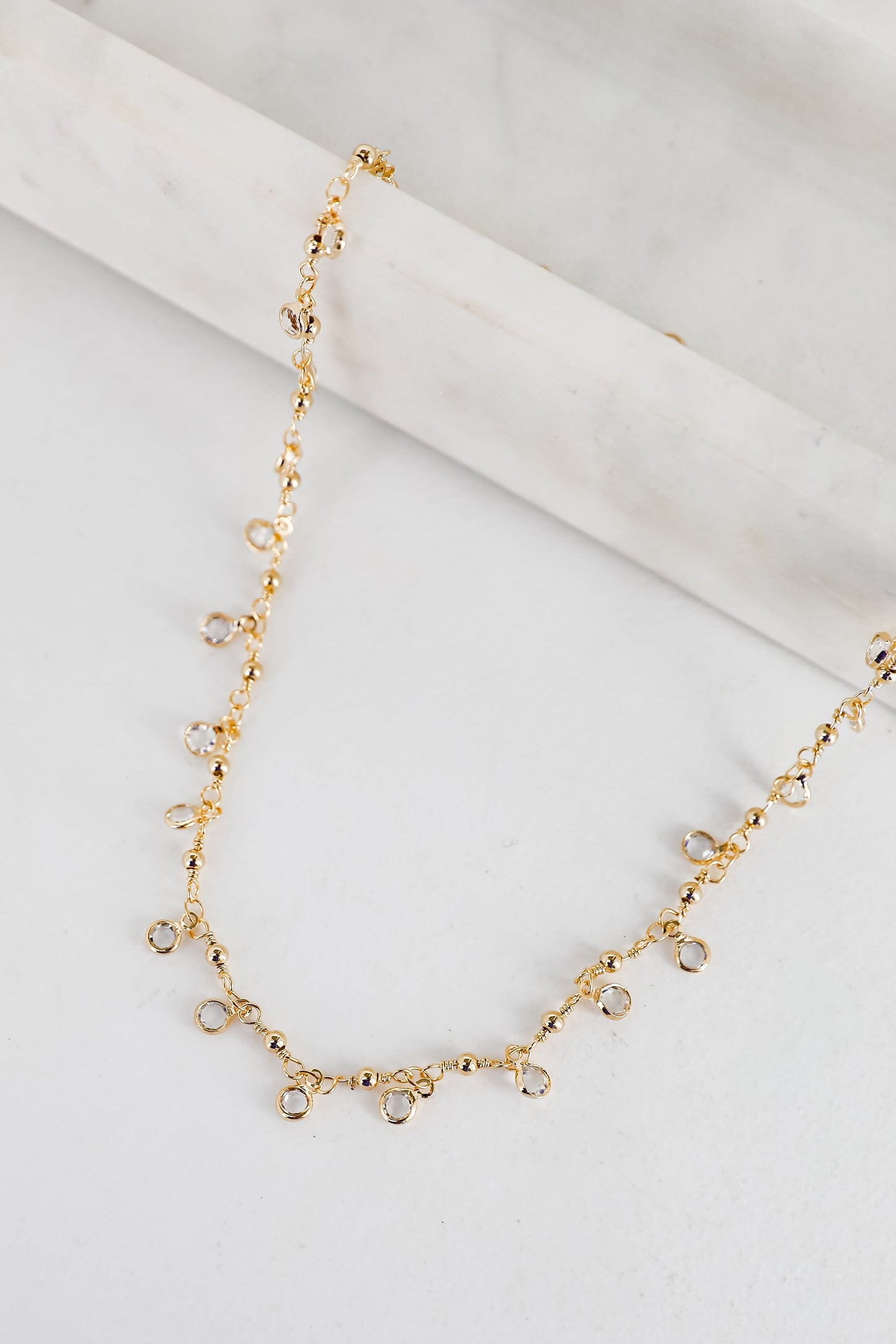 Margaret Gold Rhinestone Charm Necklace