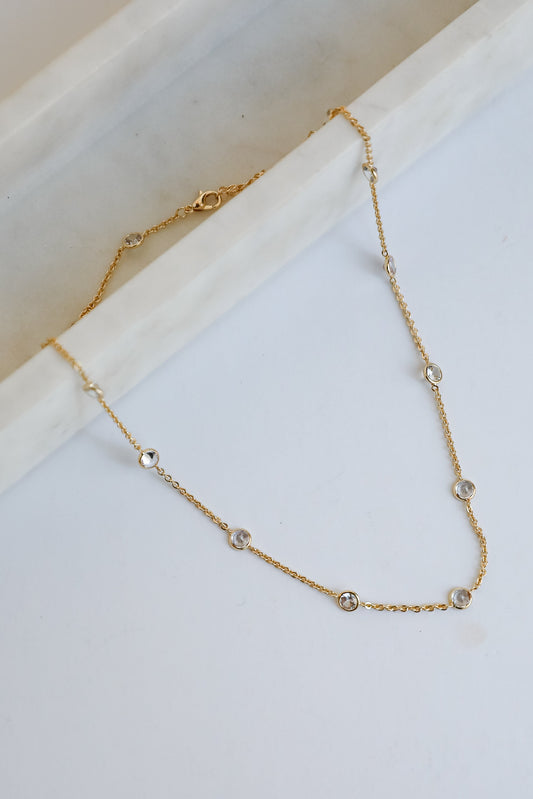 FINAL SALE - Claire Gold Rhinestone Charm Necklace