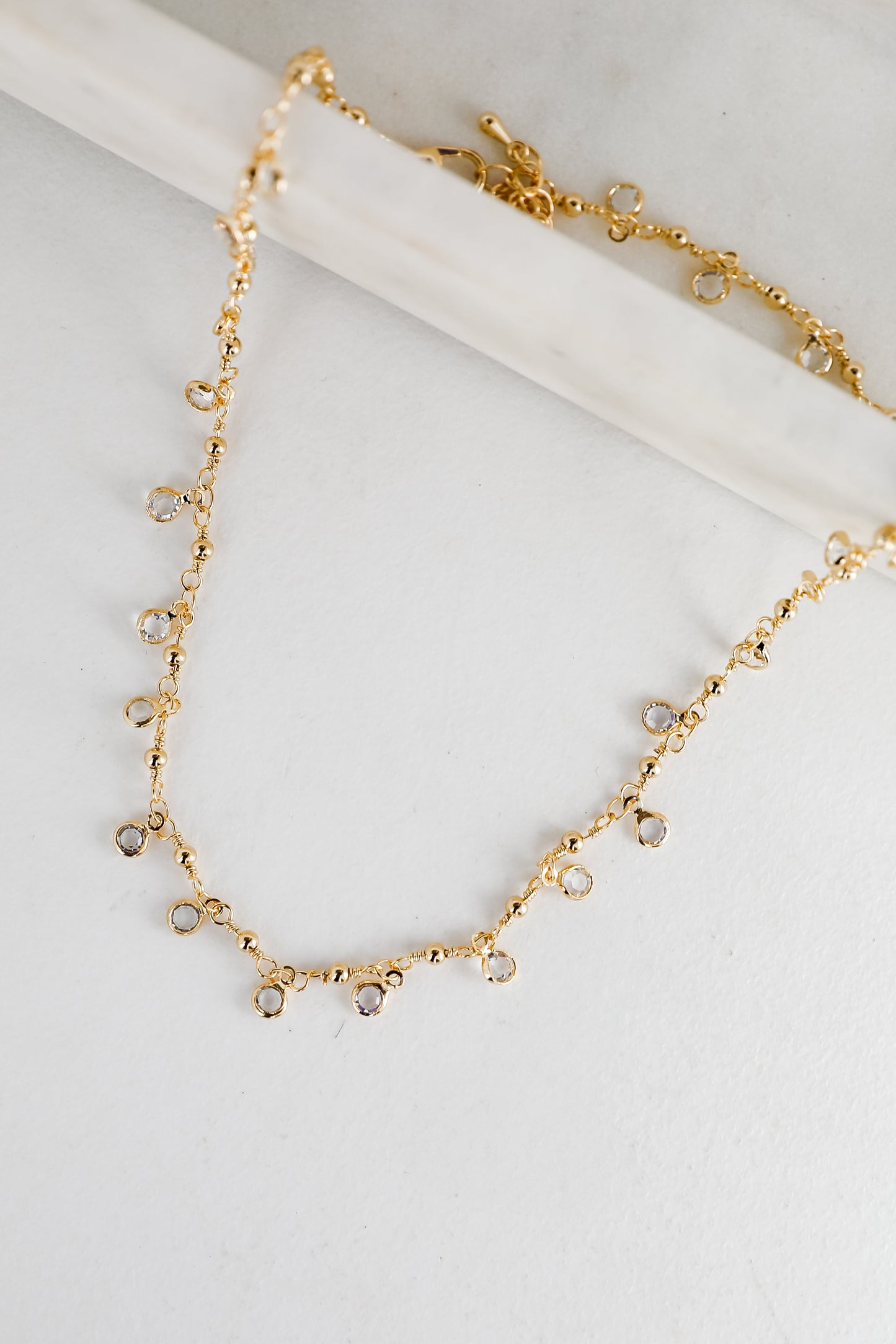 Margaret Gold Rhinestone Charm Necklace