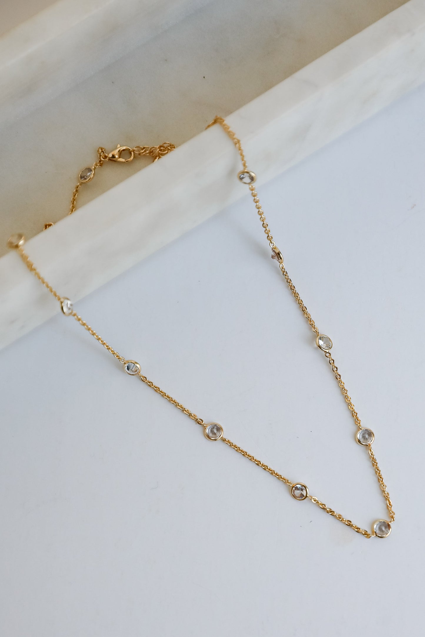 FINAL SALE - Claire Gold Rhinestone Charm Necklace