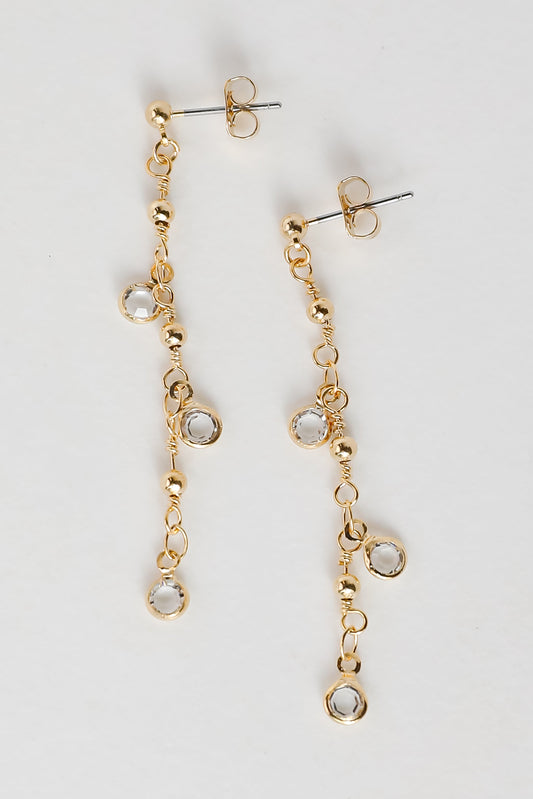 FINAL SALE - Margaret Gold Rhinestone Drop Earrings