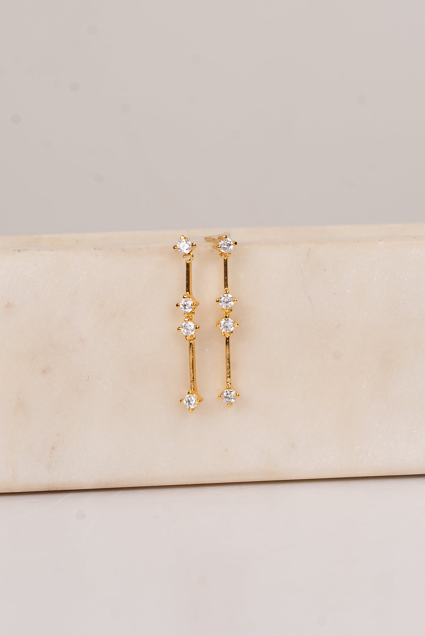 Sara Gold Rhinestone Drop Earrings