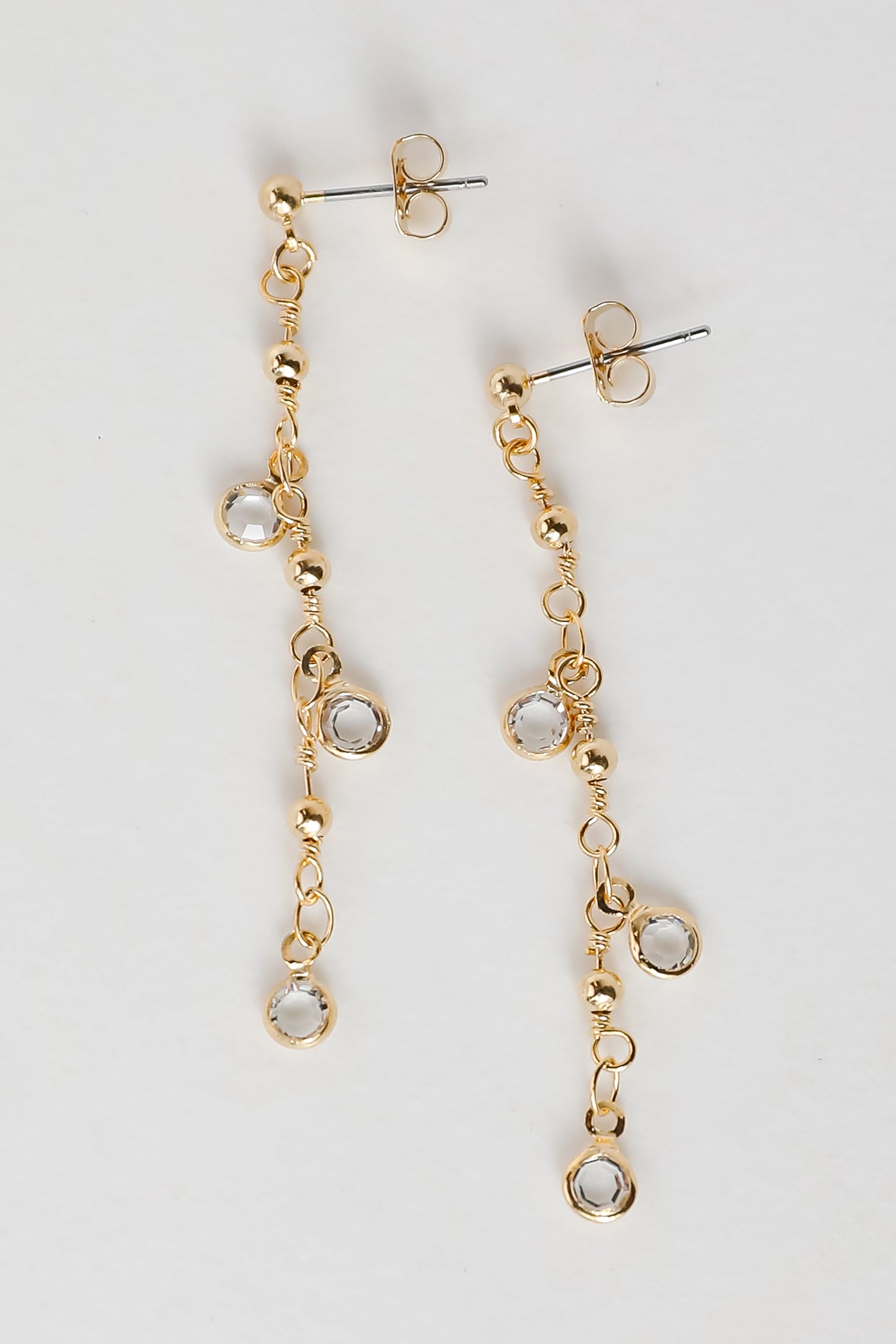 FINAL SALE - Margaret Gold Rhinestone Drop Earrings