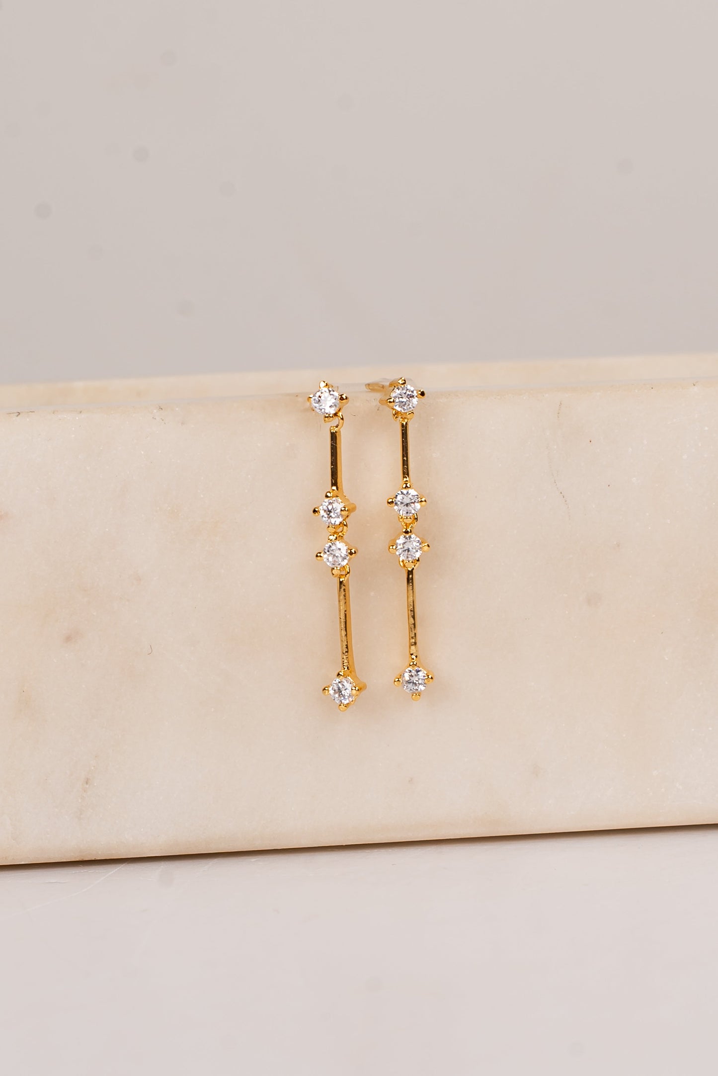 Sara Gold Rhinestone Drop Earrings