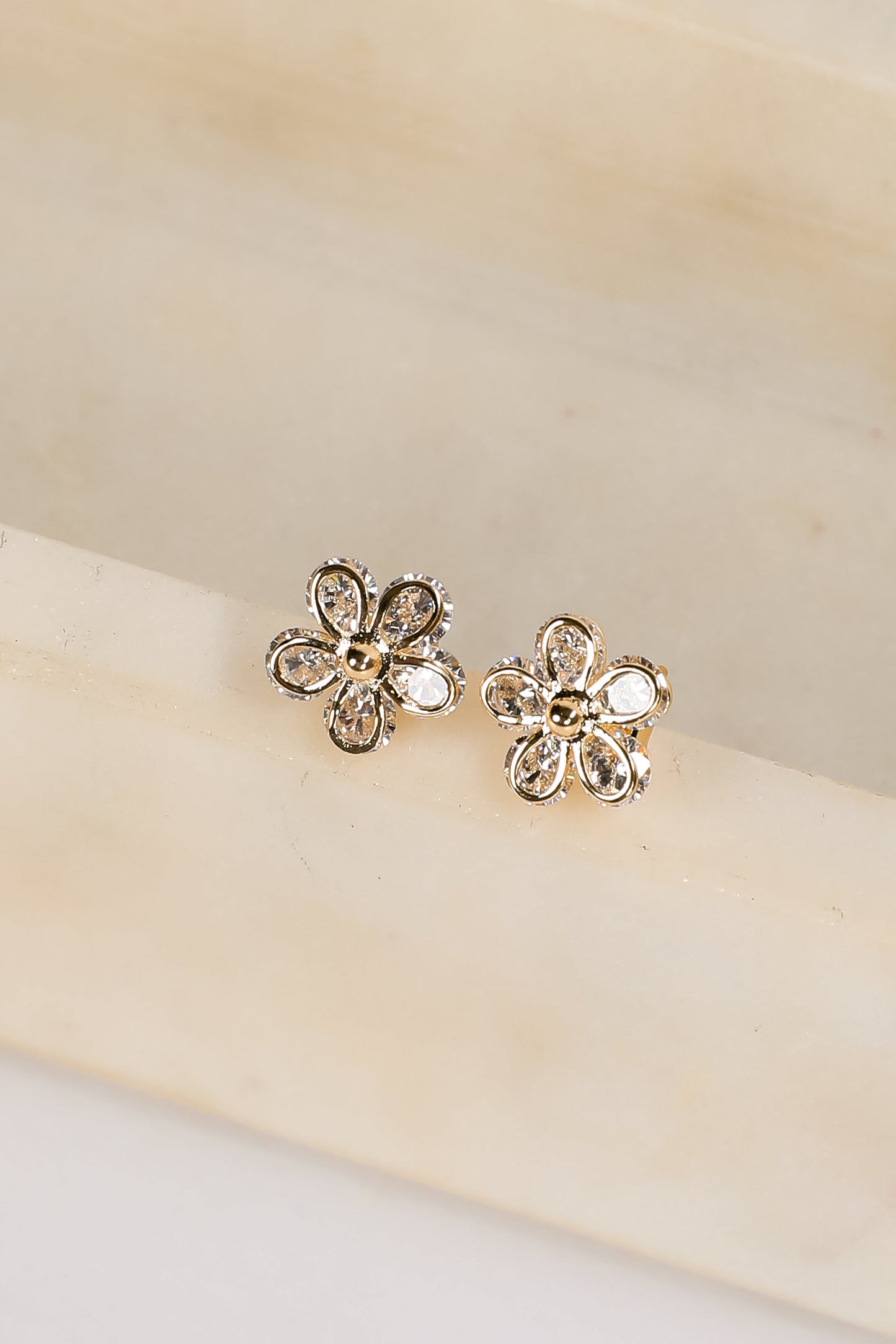 Avery Gold Flower Stud Earrings