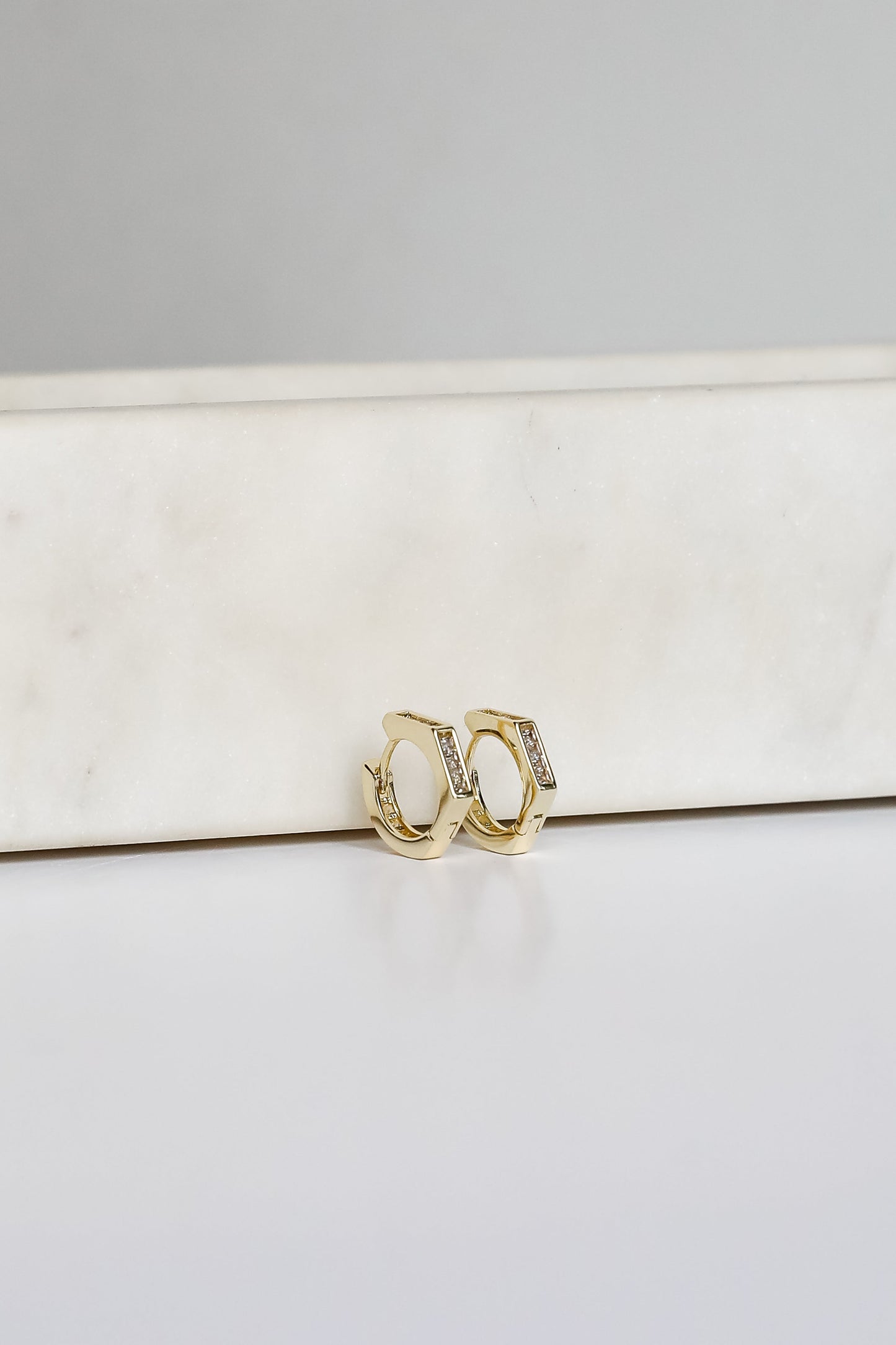 FINAL SALE - Ava Gold Rhinestone Geometric Mini Hoop Earrings