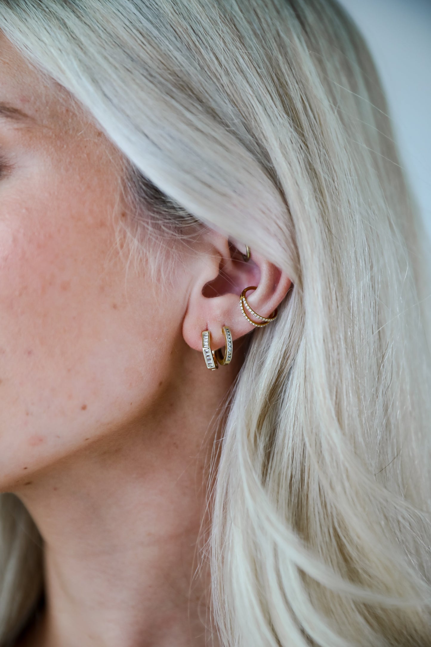 FINAL SALE - Ava Gold Rhinestone Geometric Mini Hoop Earrings