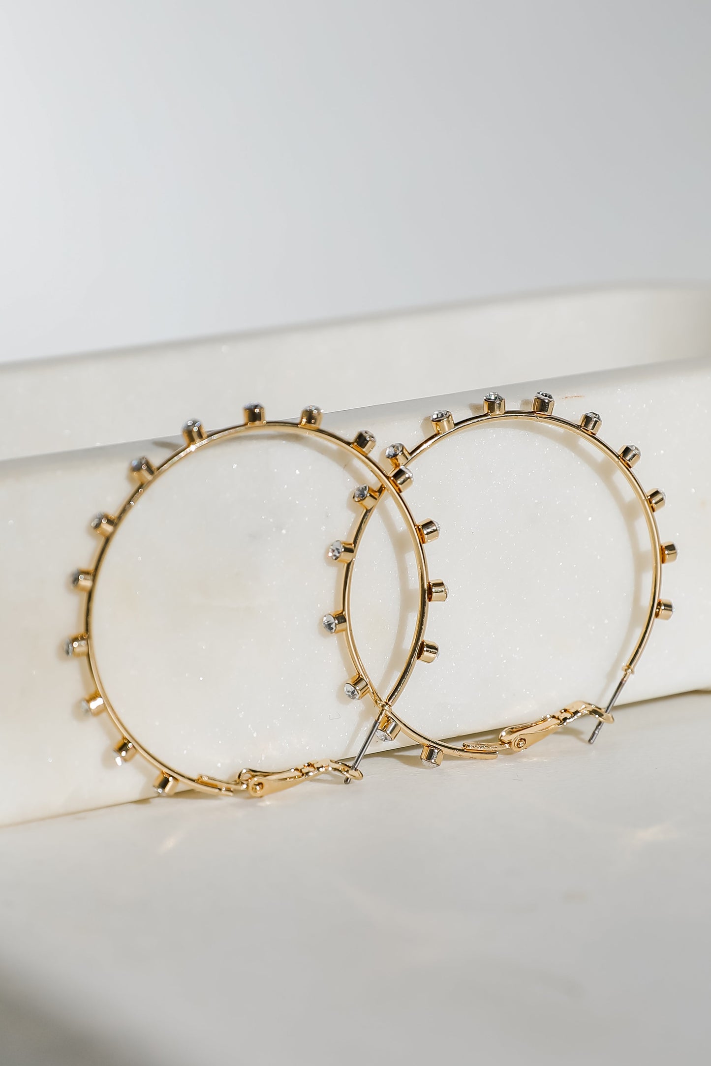 Caroline Gold Rhinestone Hoop Earrings