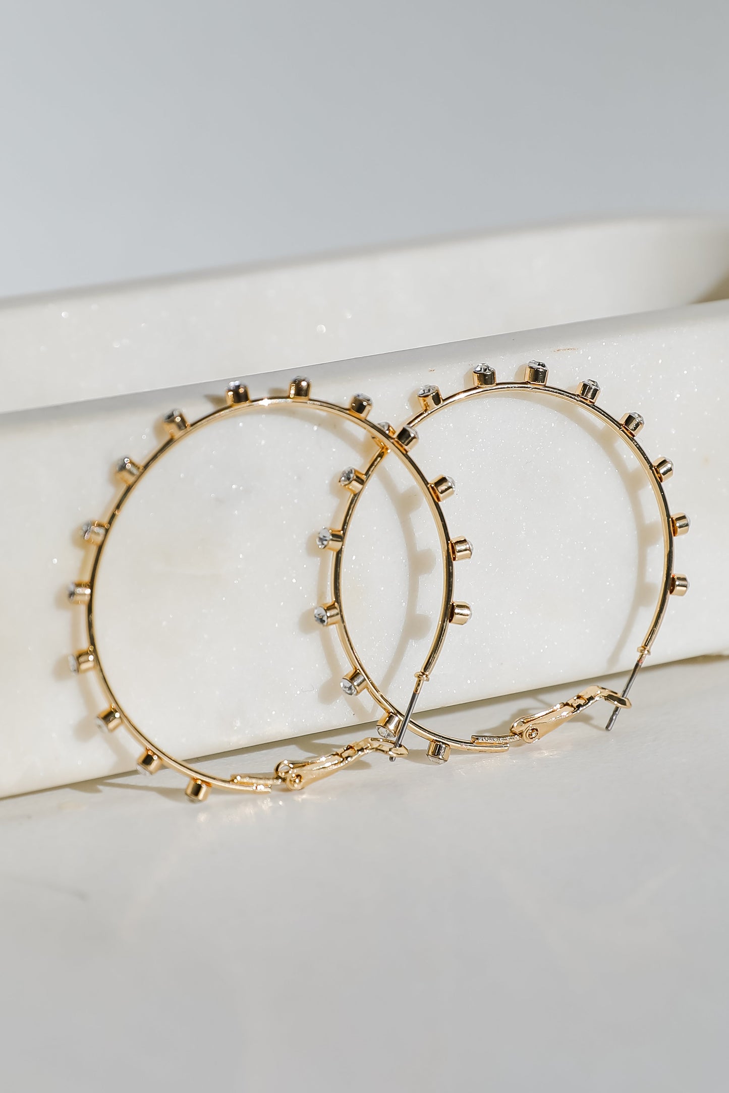 Caroline Gold Rhinestone Hoop Earrings
