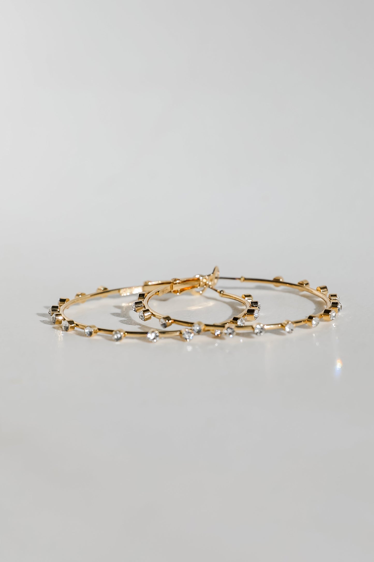 Caroline Gold Rhinestone Hoop Earrings