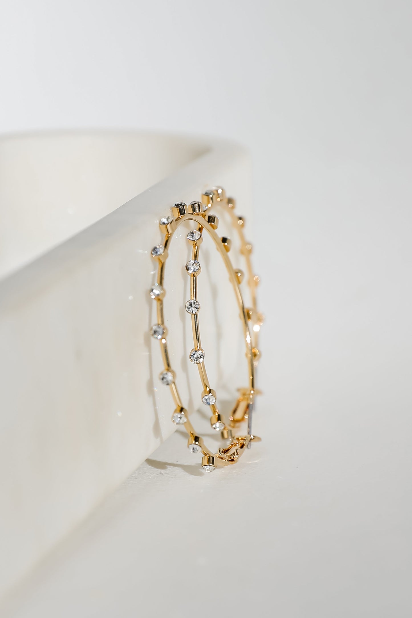 Caroline Gold Rhinestone Hoop Earrings