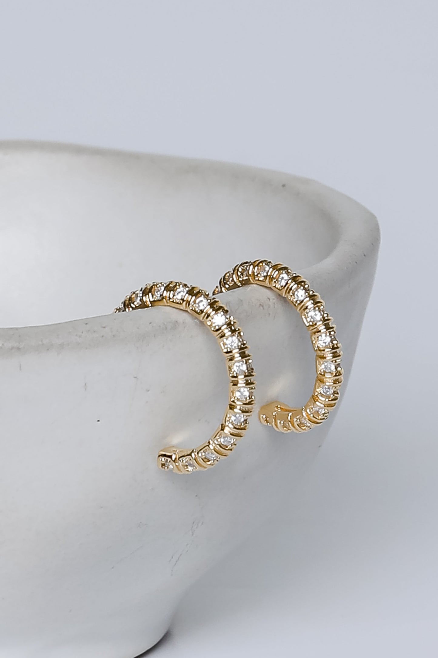 Isla Gold Rhinestone Mini Hoop Earrings