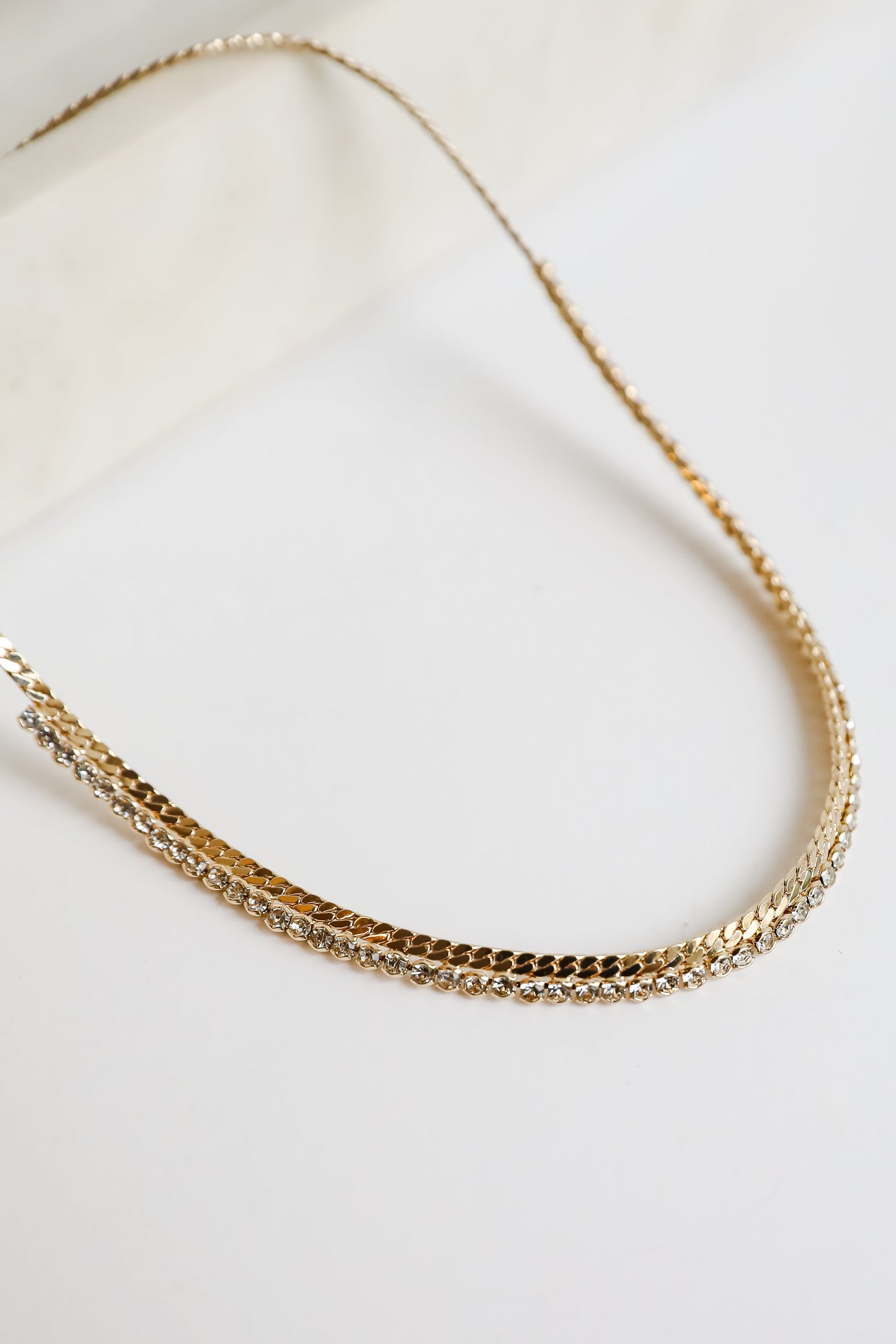 FINAL SALE - Gabriella Gold Rhinestone Chain Necklace