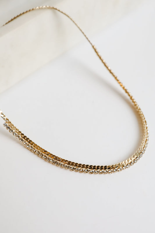 FINAL SALE - Gabriella Gold Rhinestone Chain Necklace
