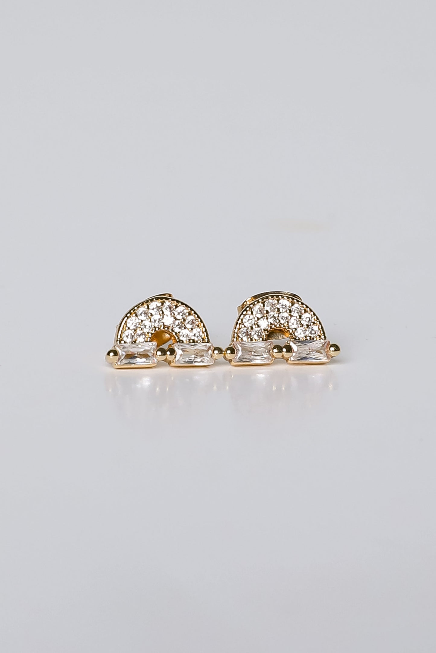 Ivy Gold Rhinestone Rainbow Stud Earrings