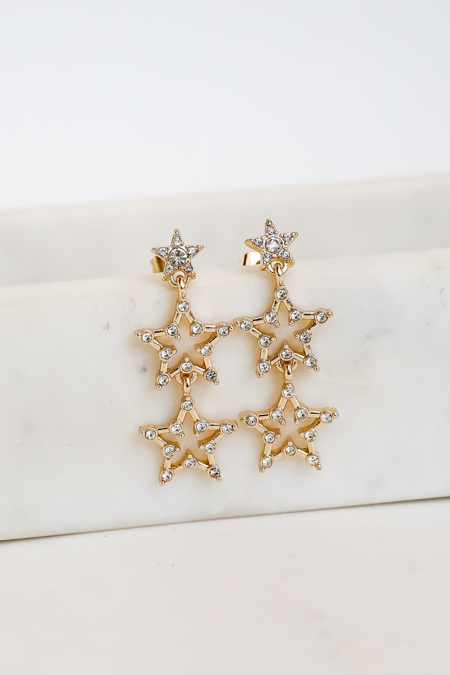FINAL SALE - Rachel Gold Rhinestone Star Drop Earrings