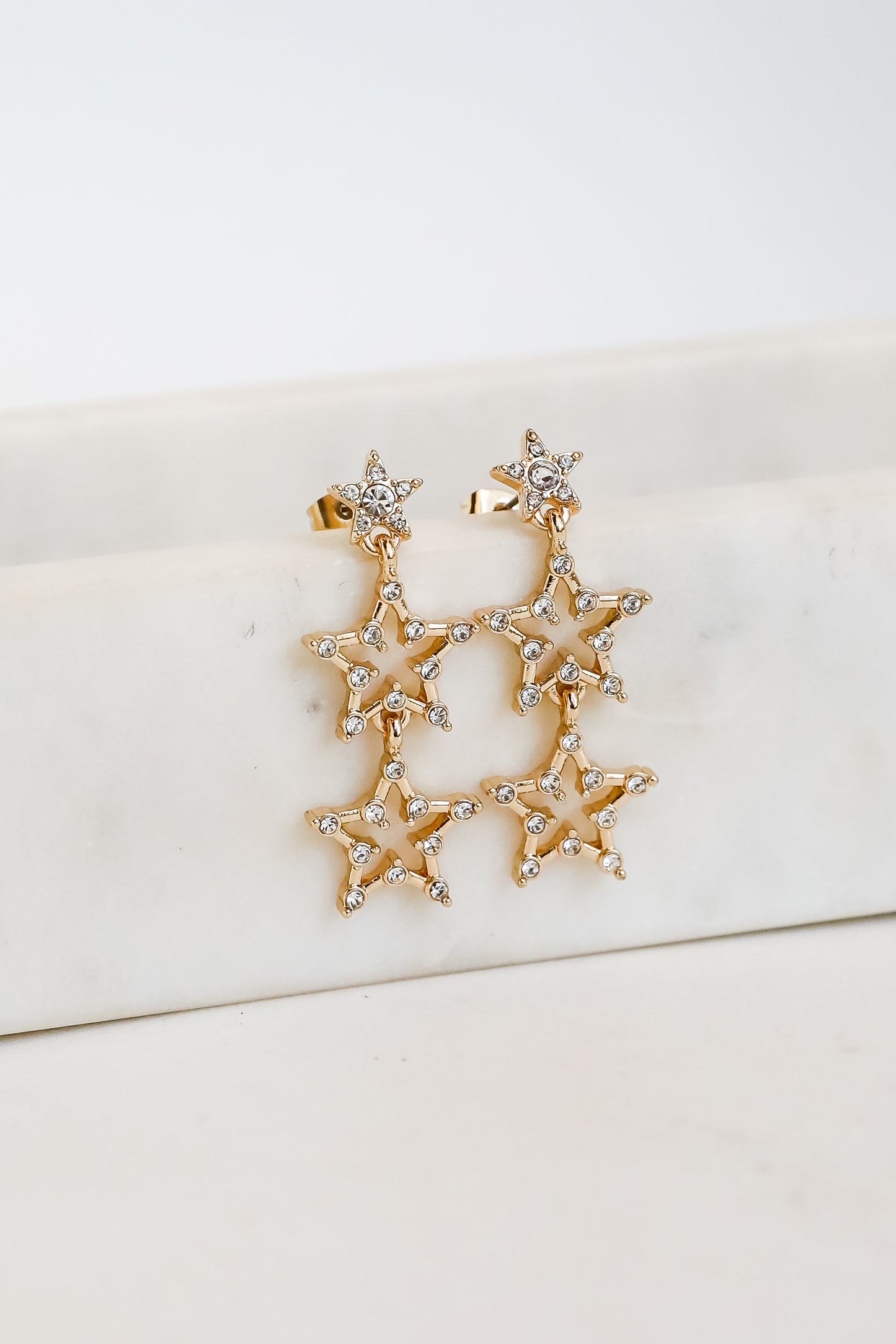 FINAL SALE - Rachel Gold Rhinestone Star Drop Earrings
