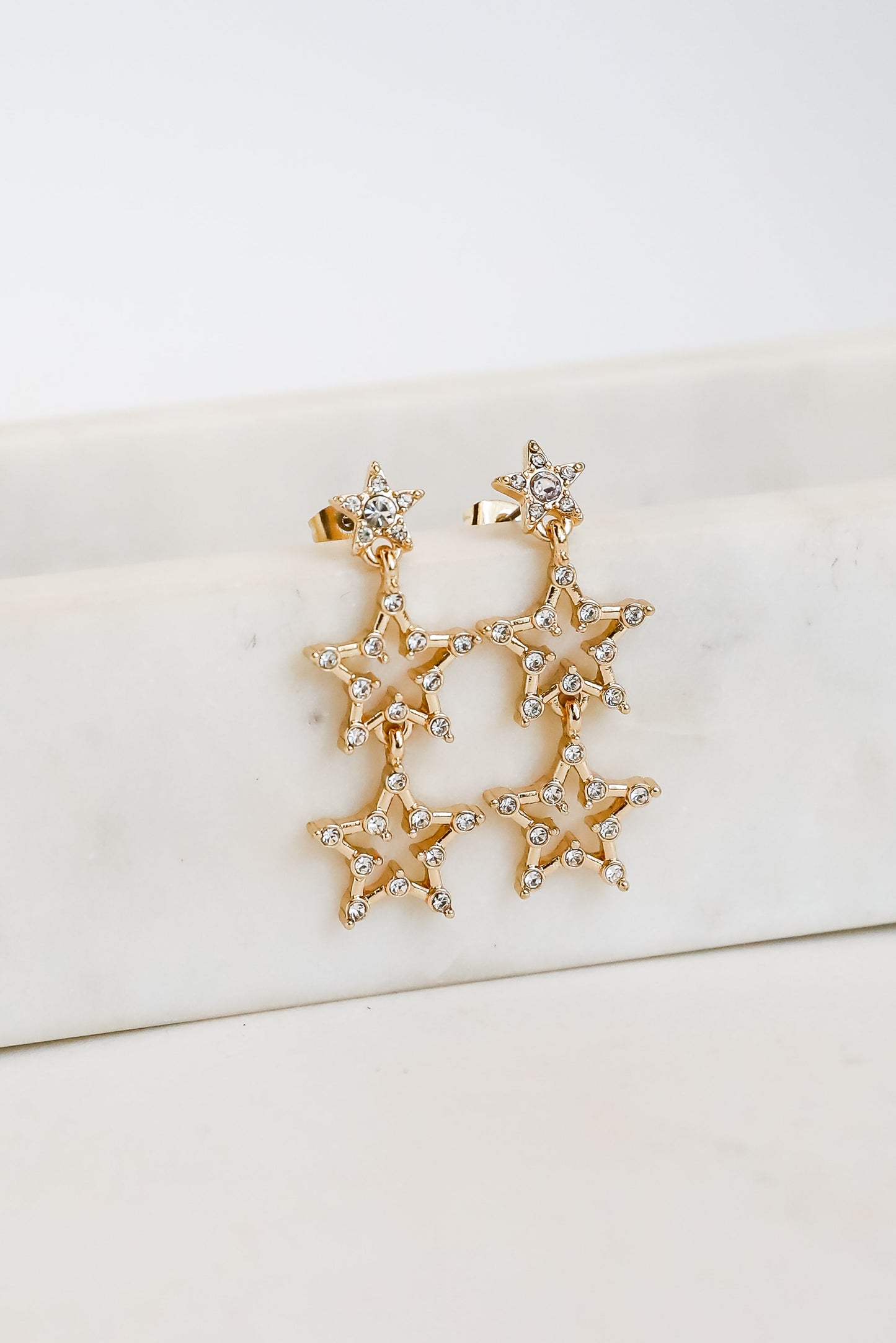 FINAL SALE - Rachel Gold Rhinestone Star Drop Earrings