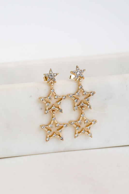 FINAL SALE - Rachel Gold Rhinestone Star Drop Earrings
