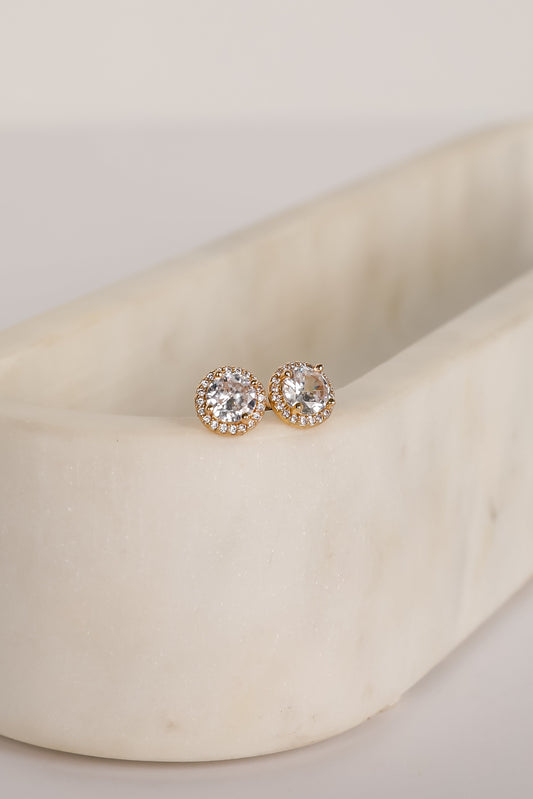 Sawyer Gold Rhinestone Stud Earrings