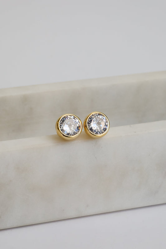 Miranda Gold Rhinestone Stud Earrings