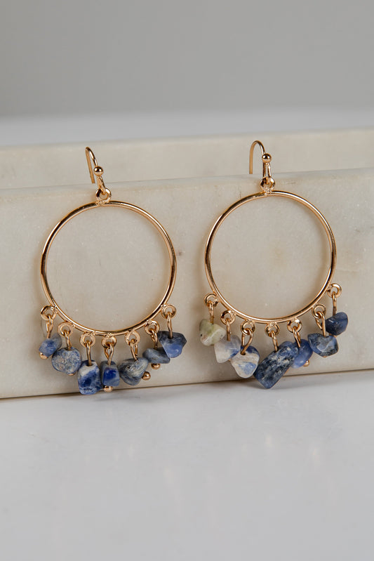Mila Blue Stone Circle Drop Earrings