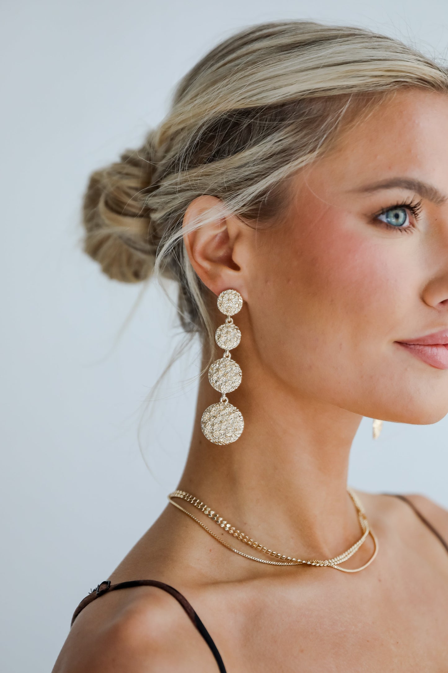 Sarah Gold Textured Drop Earrings