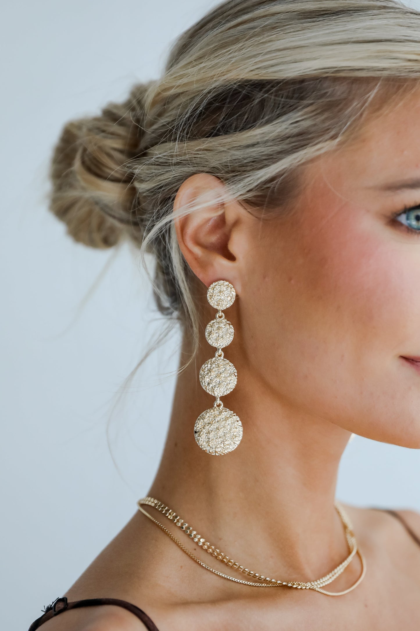 Sarah Gold Textured Drop Earrings