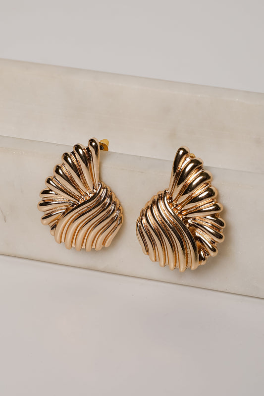 Kenzie Gold Textured Statement Earrings