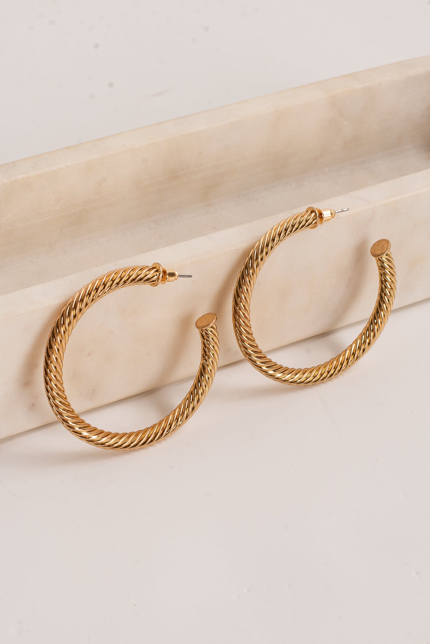 Selena Gold Textured Hoop Earrings