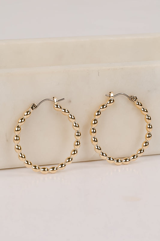 Ava Gold Textured Hoop Earrings