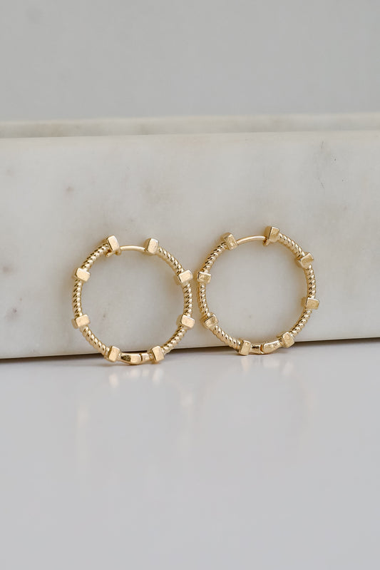 Penelope Gold Textured Hoop Earrings