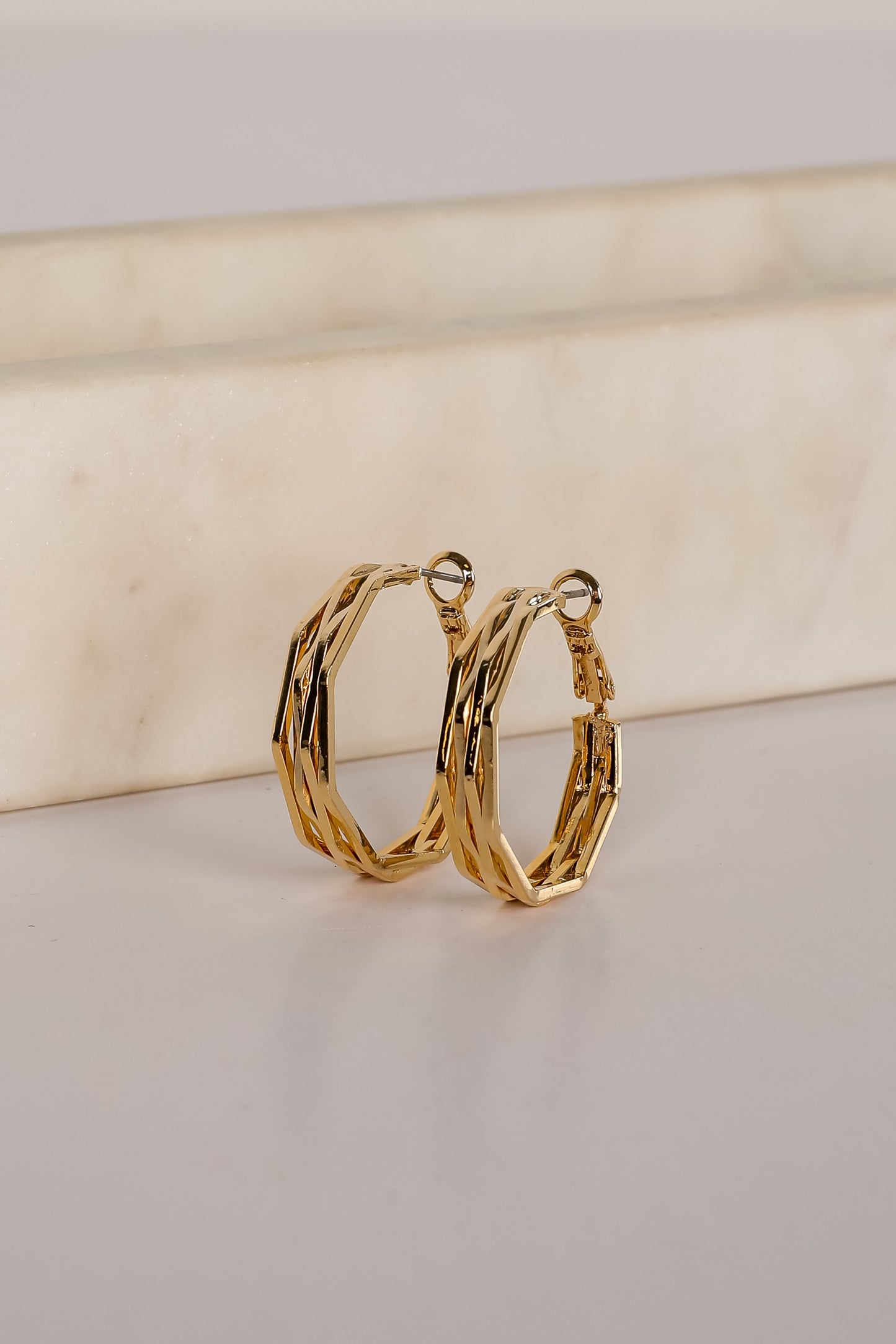 Lisa Gold Textured Hoop Earrings