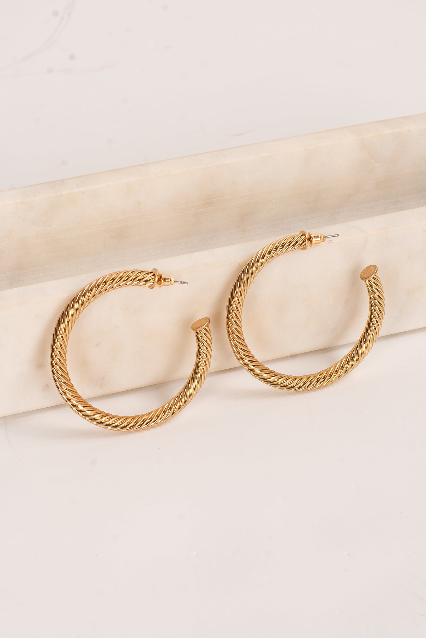 Selena Gold Textured Hoop Earrings