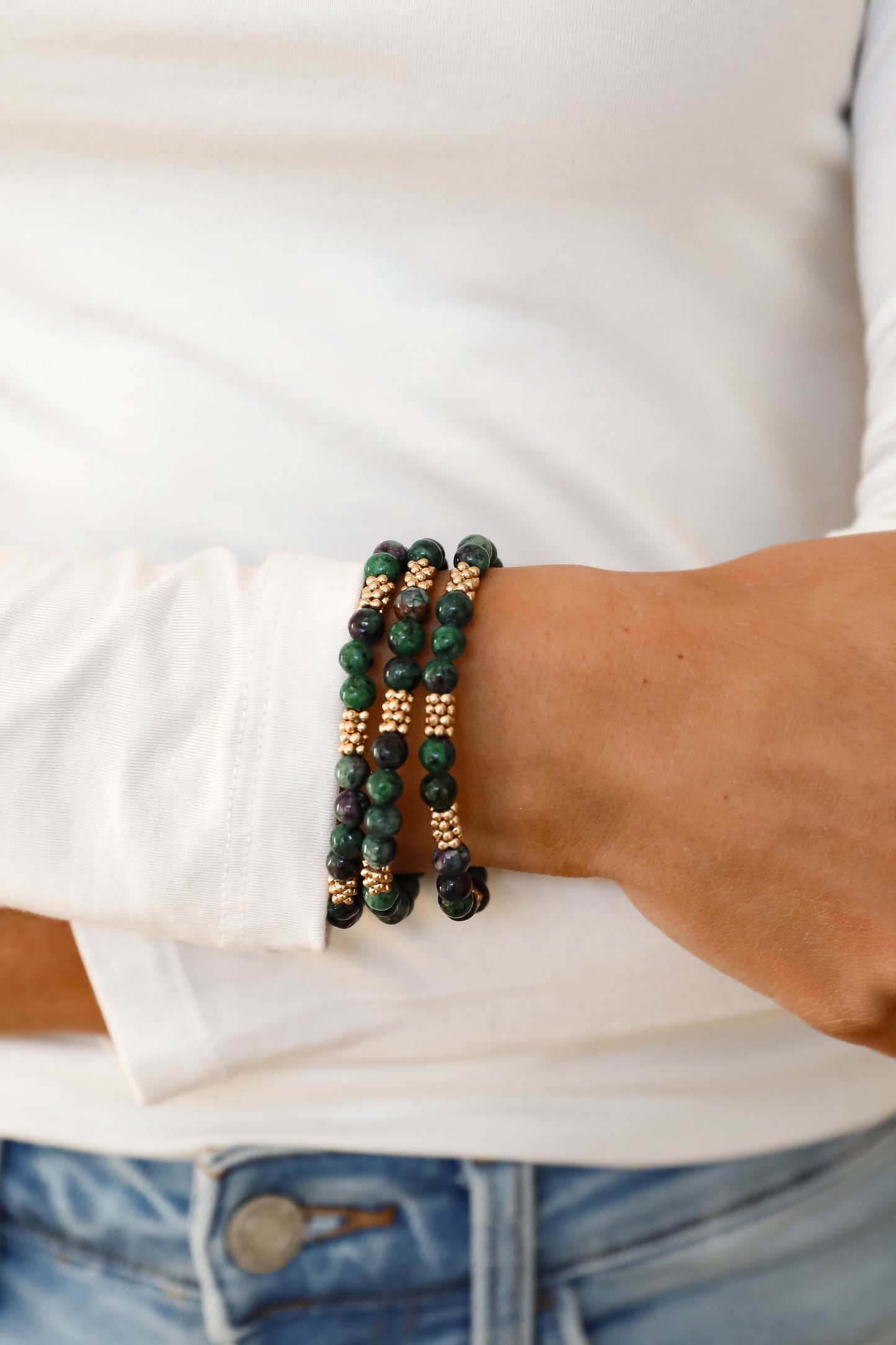 FINAL SALE - Samantha Green Beaded Bracelet Set
