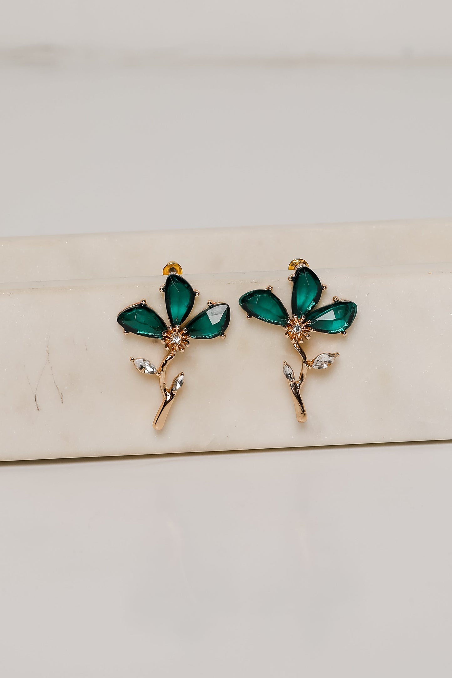 FINAL SALE - Carmen Green Gemstone Flower Earrings