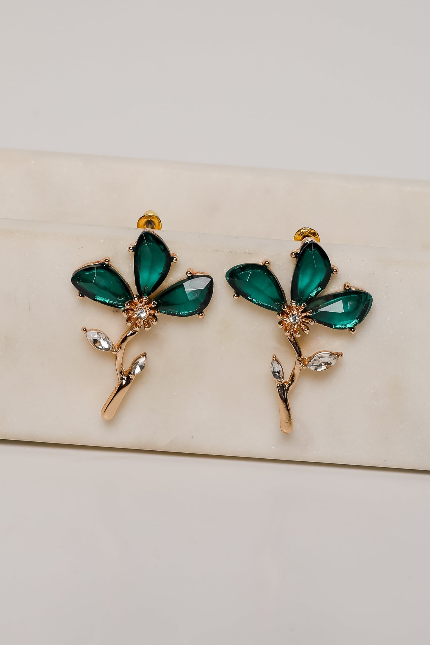 FINAL SALE - Carmen Green Gemstone Flower Earrings